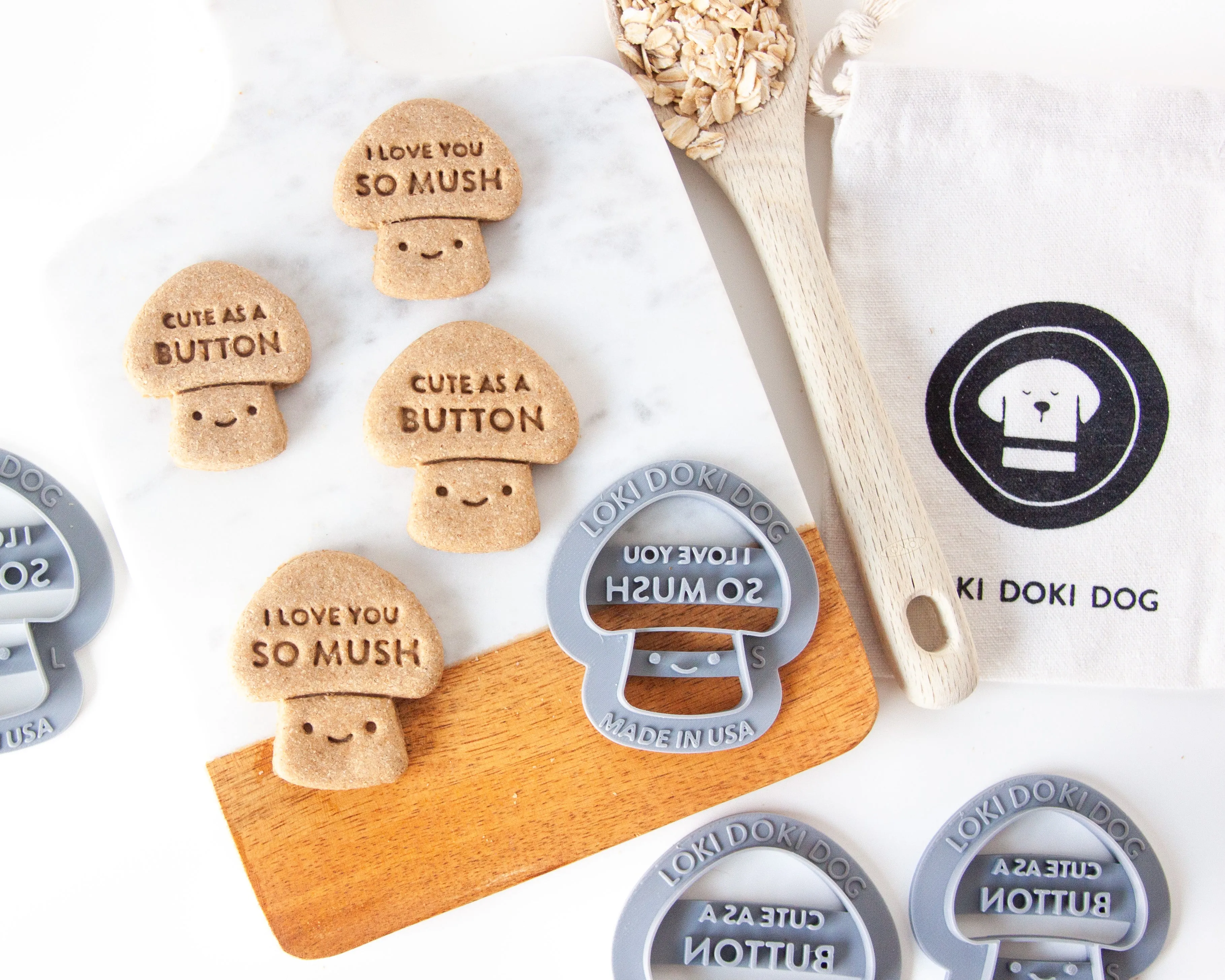 "I Love You So Mush" & "Cute as a Button" Mushroom Shape Cookie Cutter