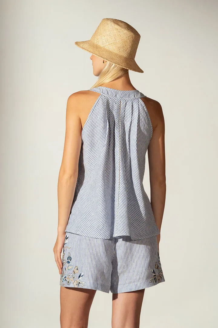 Ranna Gill - Chloe Round Neck Panel Tank - Multi Color