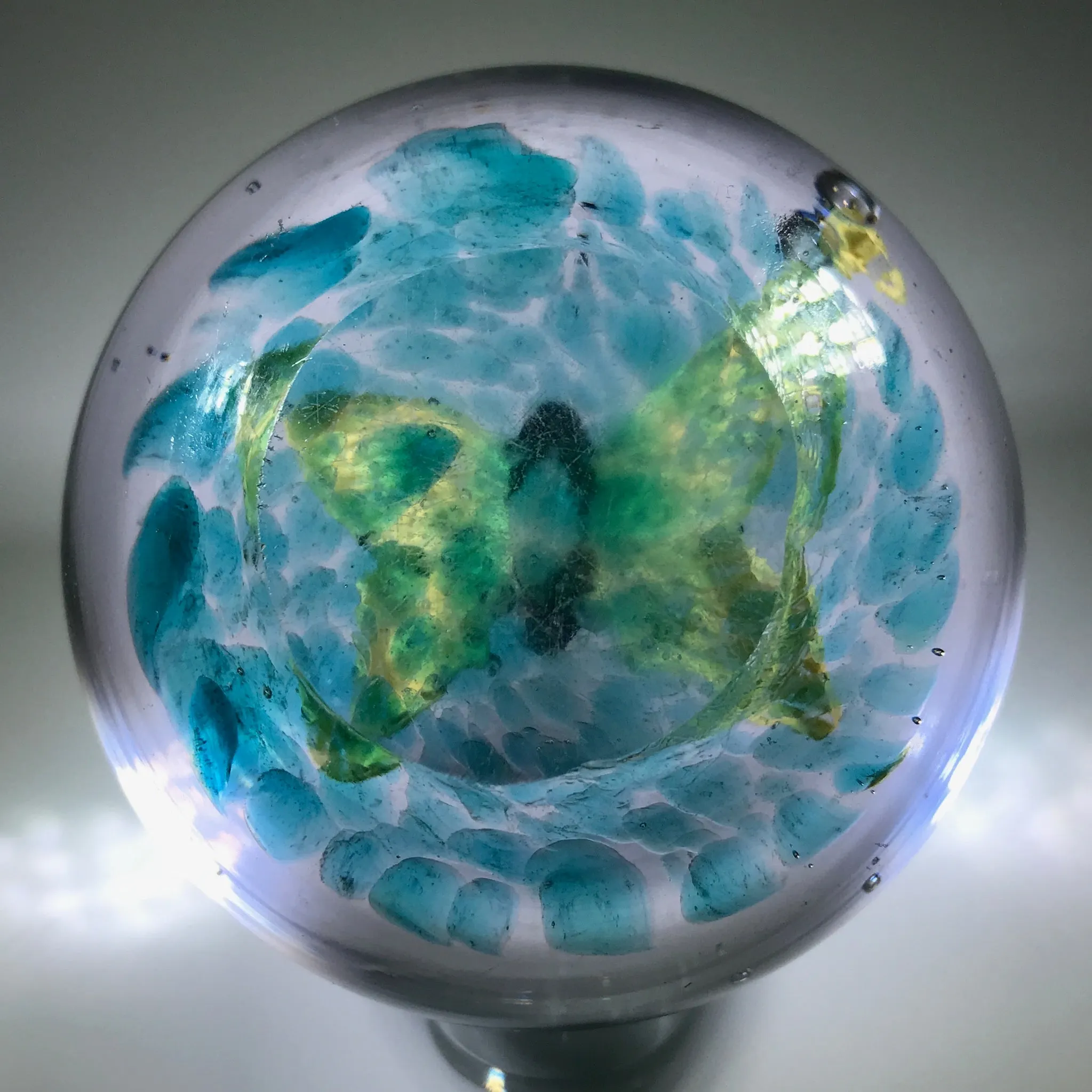Rare Vintage Charles Degenhart Art Glass Paperweight Encased Yellow Butterfly