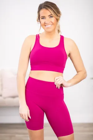 Raspberry Bra and Bike Short Set