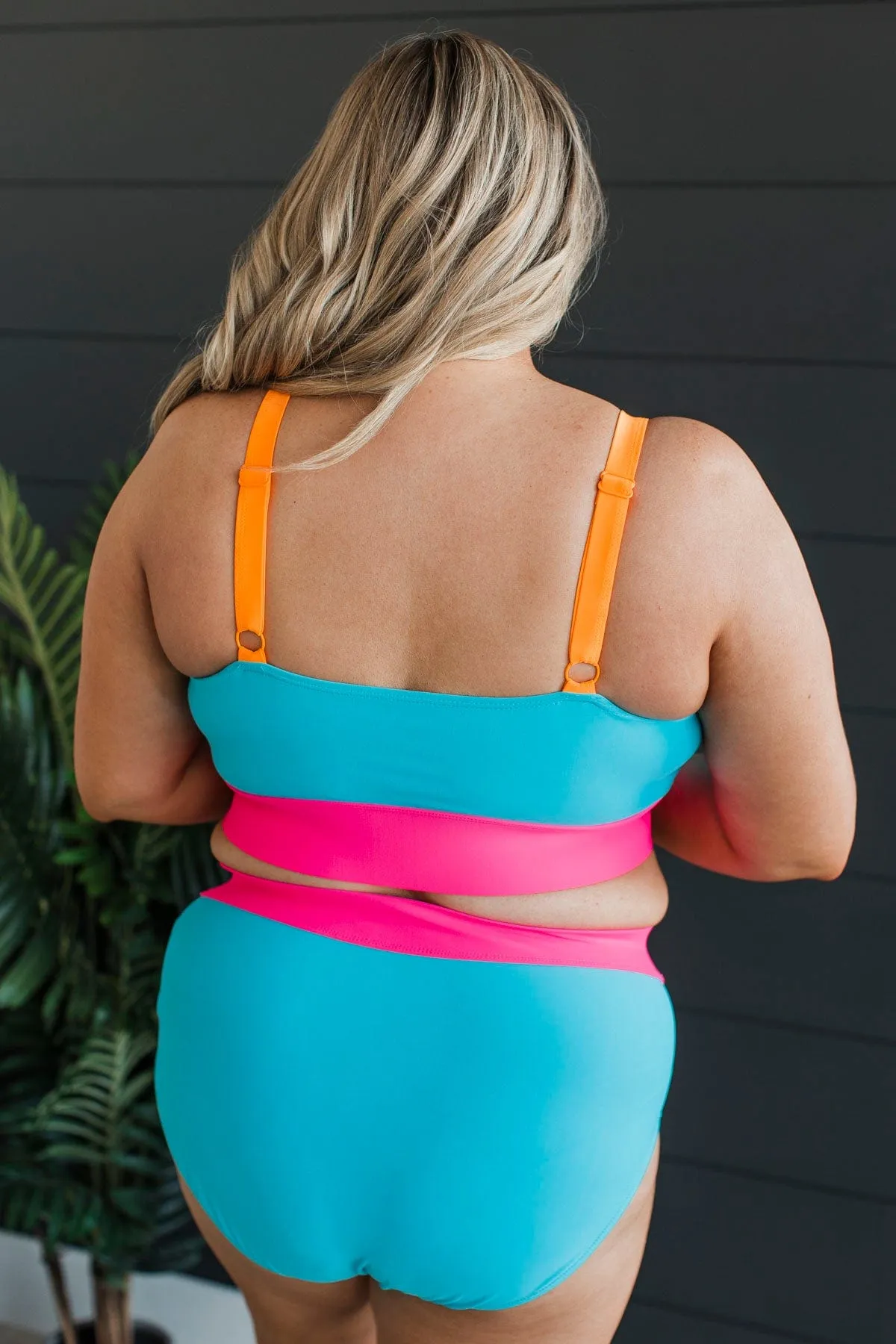 Ray Of Sunshine Swim Bottoms- Blue & Bright Pink