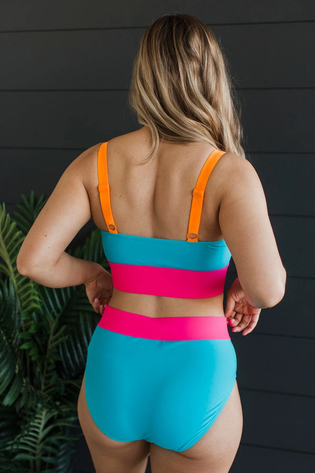 Ray Of Sunshine Swim Bottoms- Blue & Bright Pink