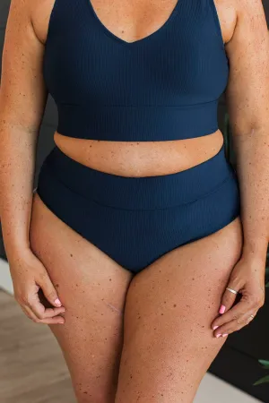 Ray Of Sunshine Swim Bottoms- Dark Navy Ribbed