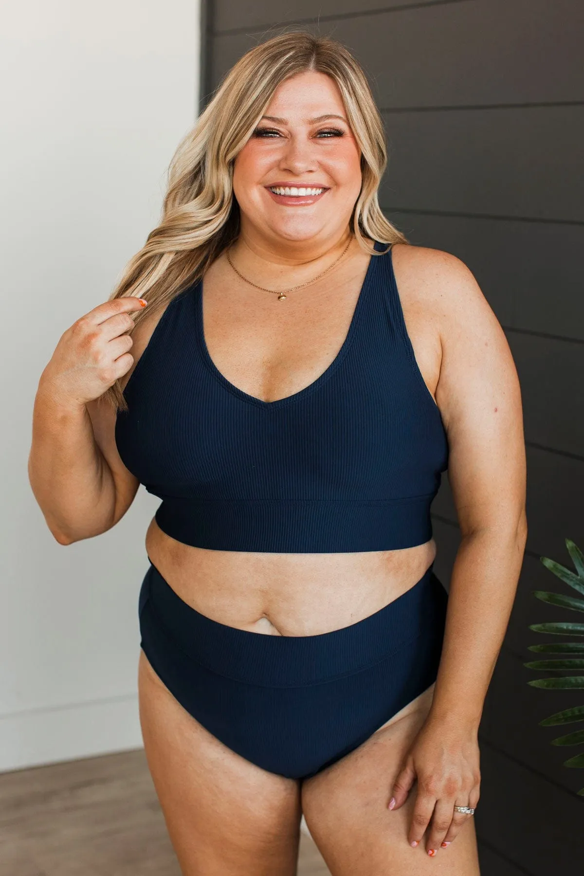 Ray Of Sunshine Swim Bottoms- Dark Navy Ribbed