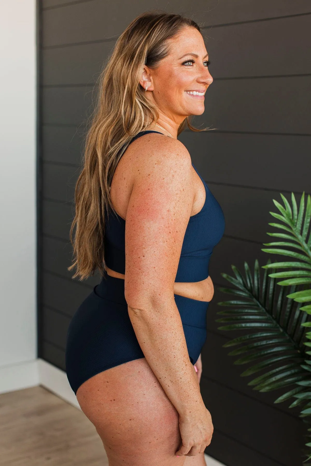 Ray Of Sunshine Swim Bottoms- Dark Navy Ribbed