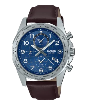 Reloj casual correa de cuero MTP-W500L-2AV