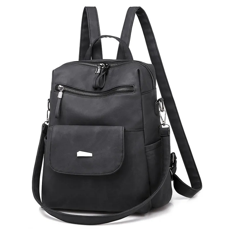 Retro Solid Color Backpack