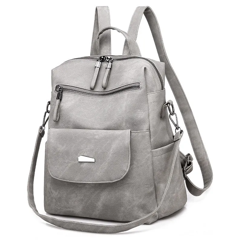 Retro Solid Color Backpack