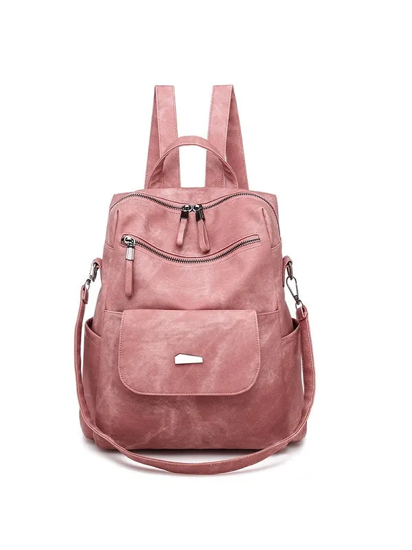 Retro Solid Color Backpack