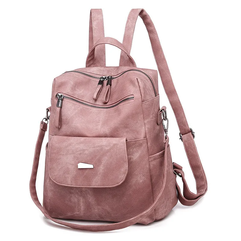 Retro Solid Color Backpack