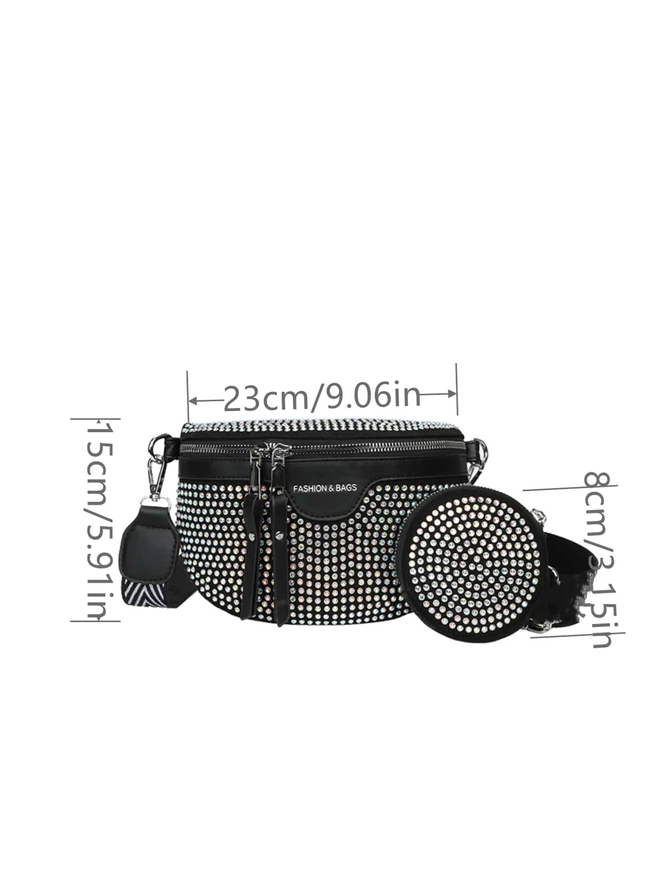 Rhinestone Decor Fanny Pack With Coin Purse