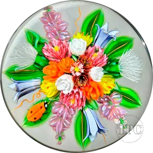 Richard Loesel 2022 Glass Art Paperweight Flamework Spring Flower Bouquet