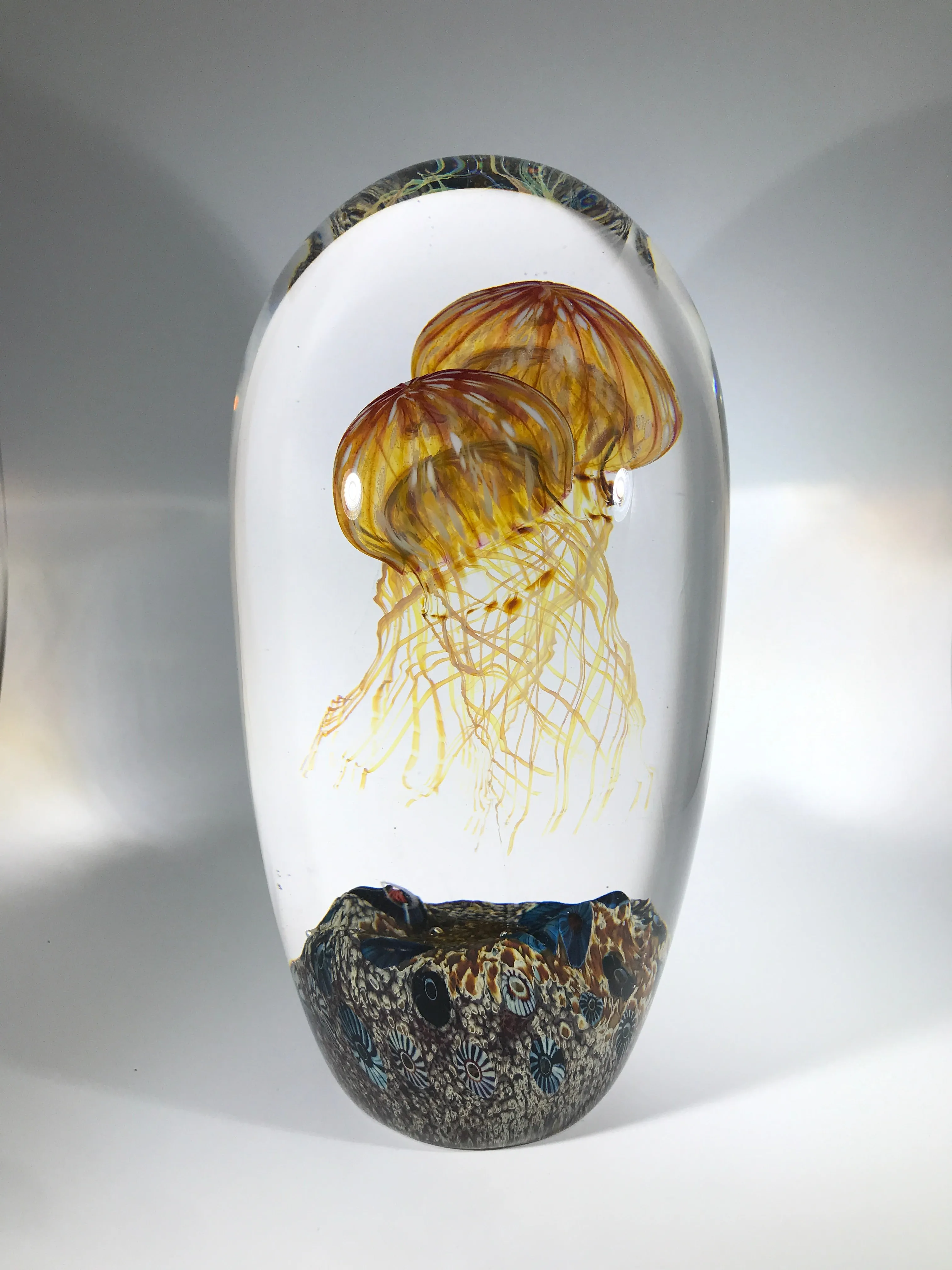 Richard Satava Art Glass Sculpture Giant Lampwork Double Moon Jellyfish