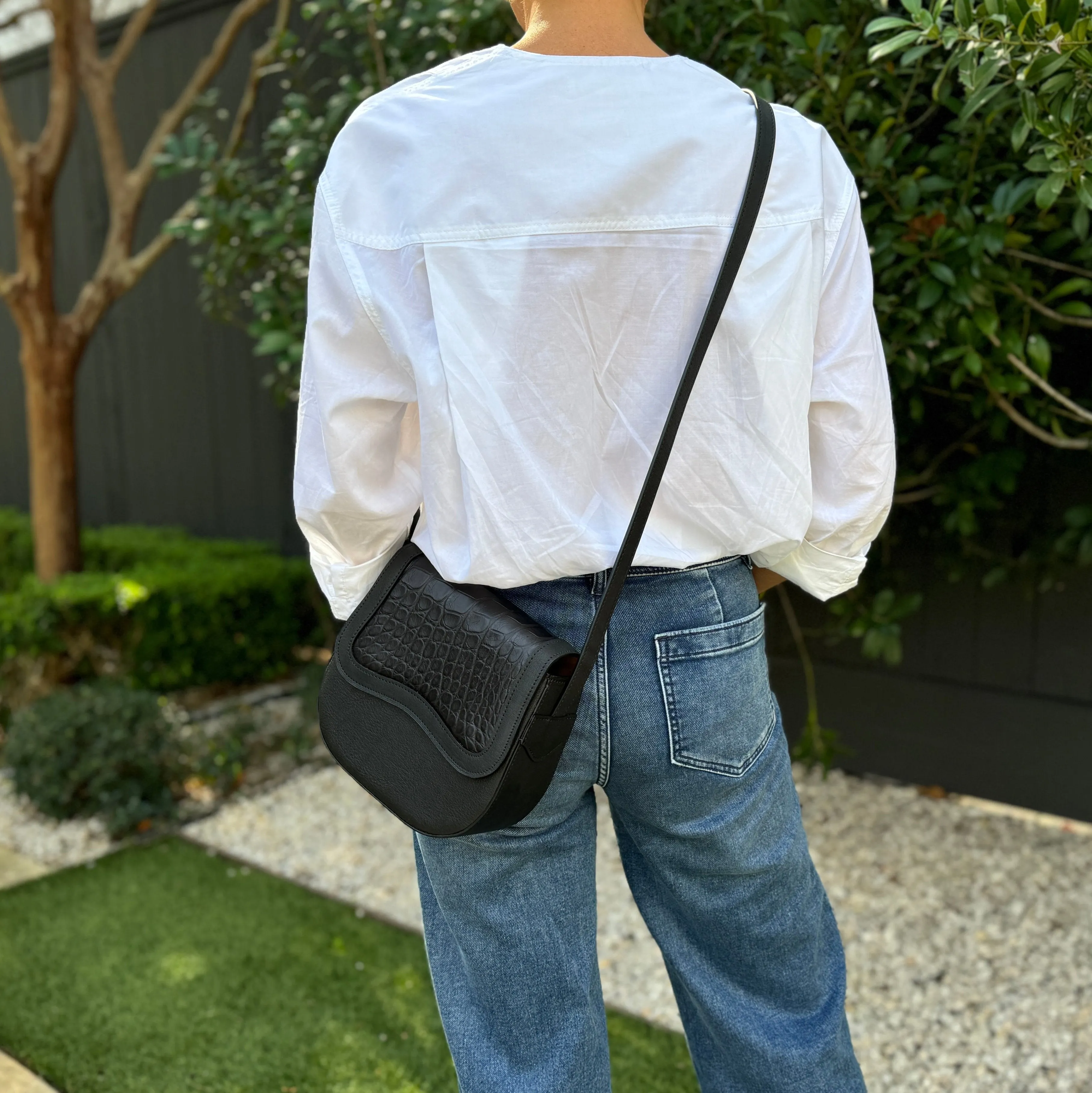 RLC RODEO CROSSBODY -BLACK MATTE ALLIGATOR -  IN STOCK NOW