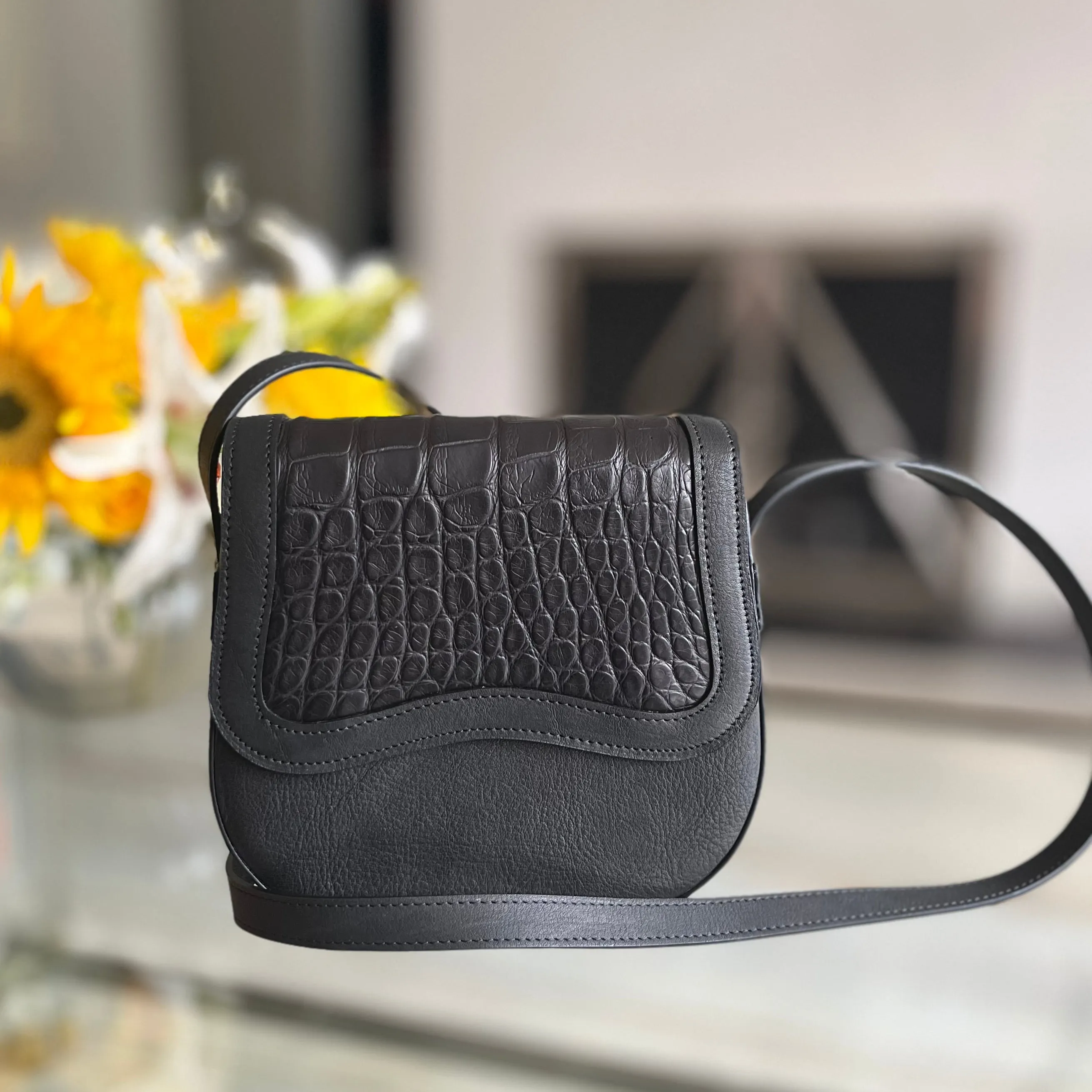 RLC RODEO CROSSBODY -BLACK MATTE ALLIGATOR -  IN STOCK NOW