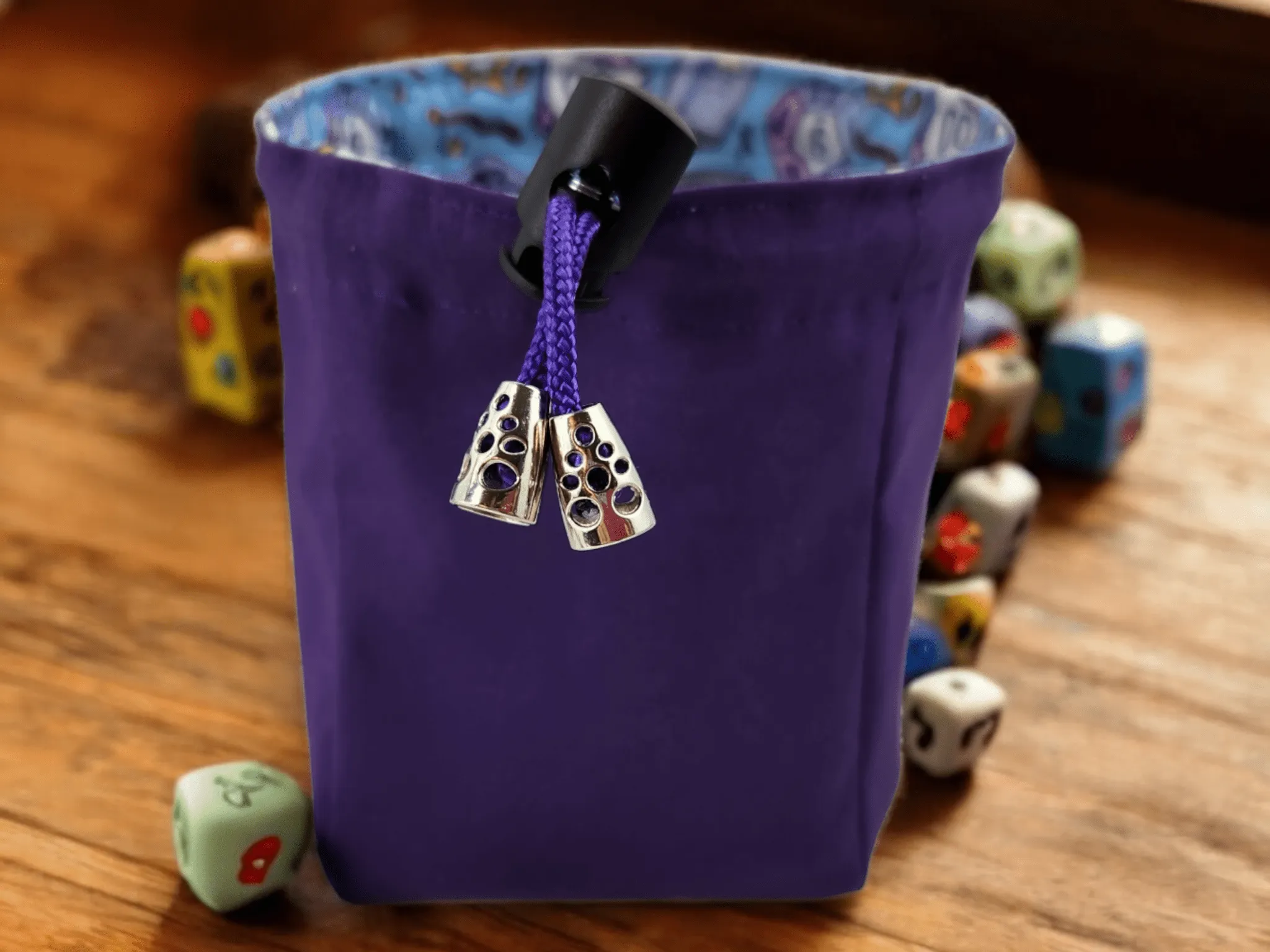 Role playing dice bag in light blue, TTRPG