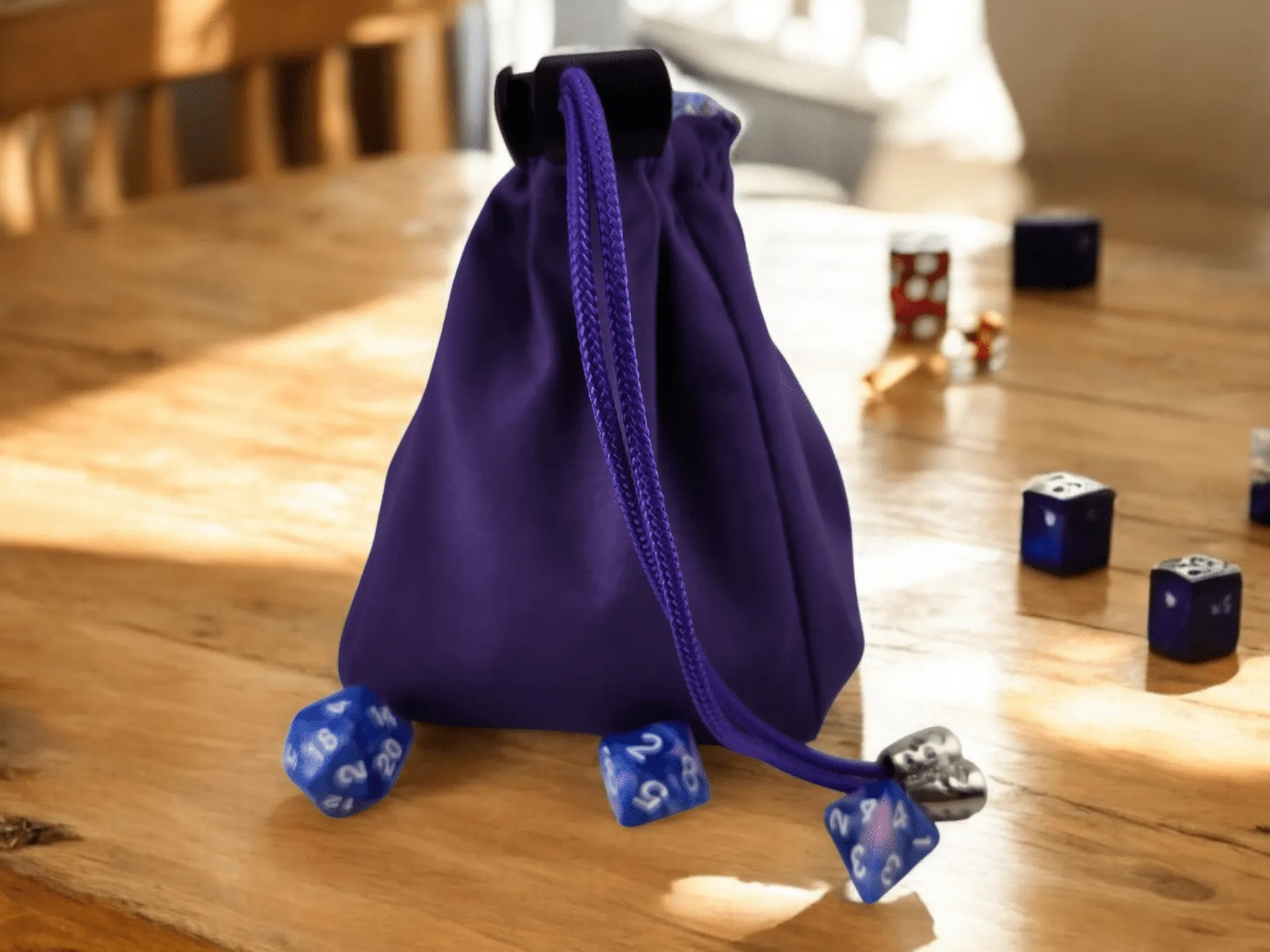 Role playing dice bag in light blue, TTRPG