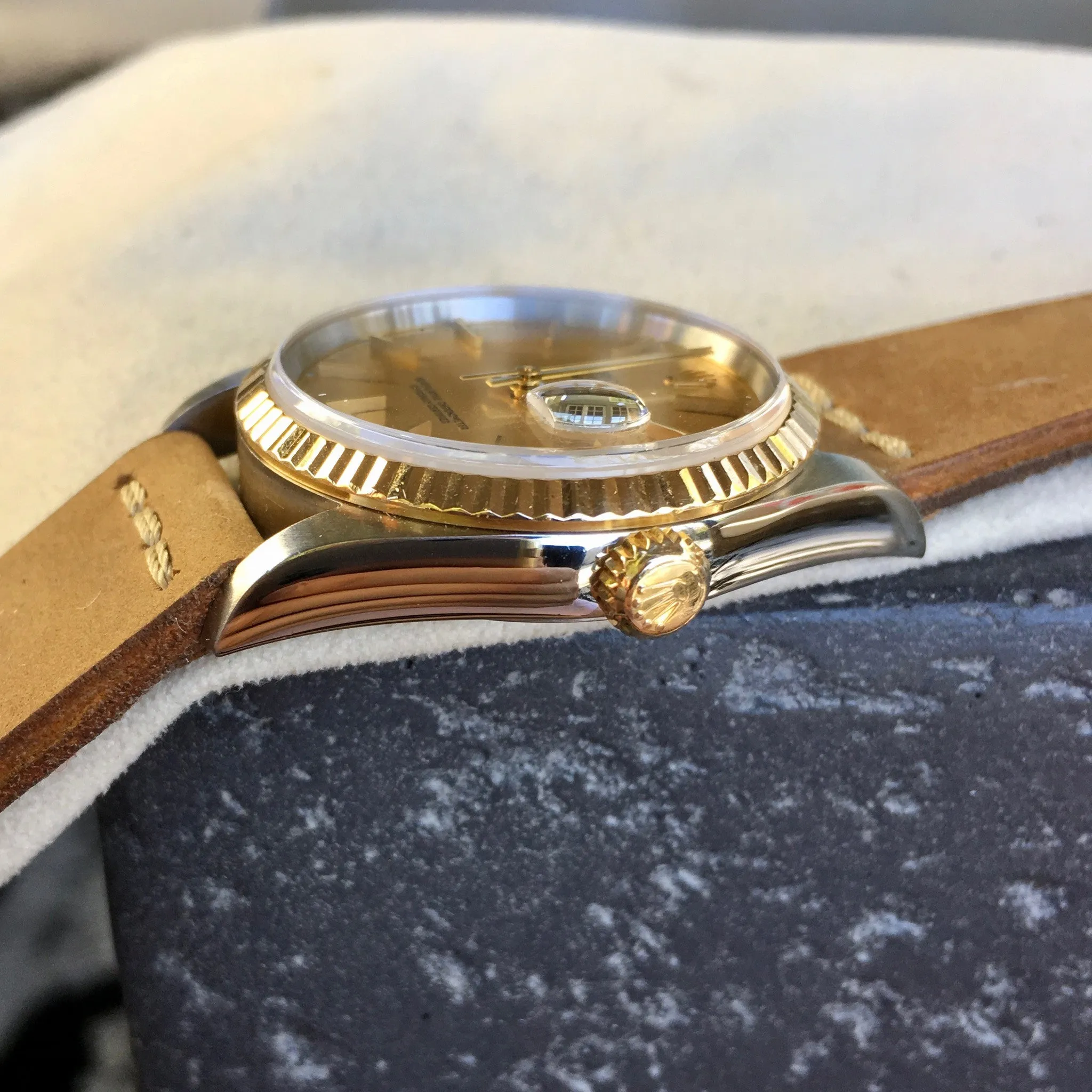 Rolex Datejust 16233 Champagne Stick Two Tone Cal. 3135 "K" Serial Watch