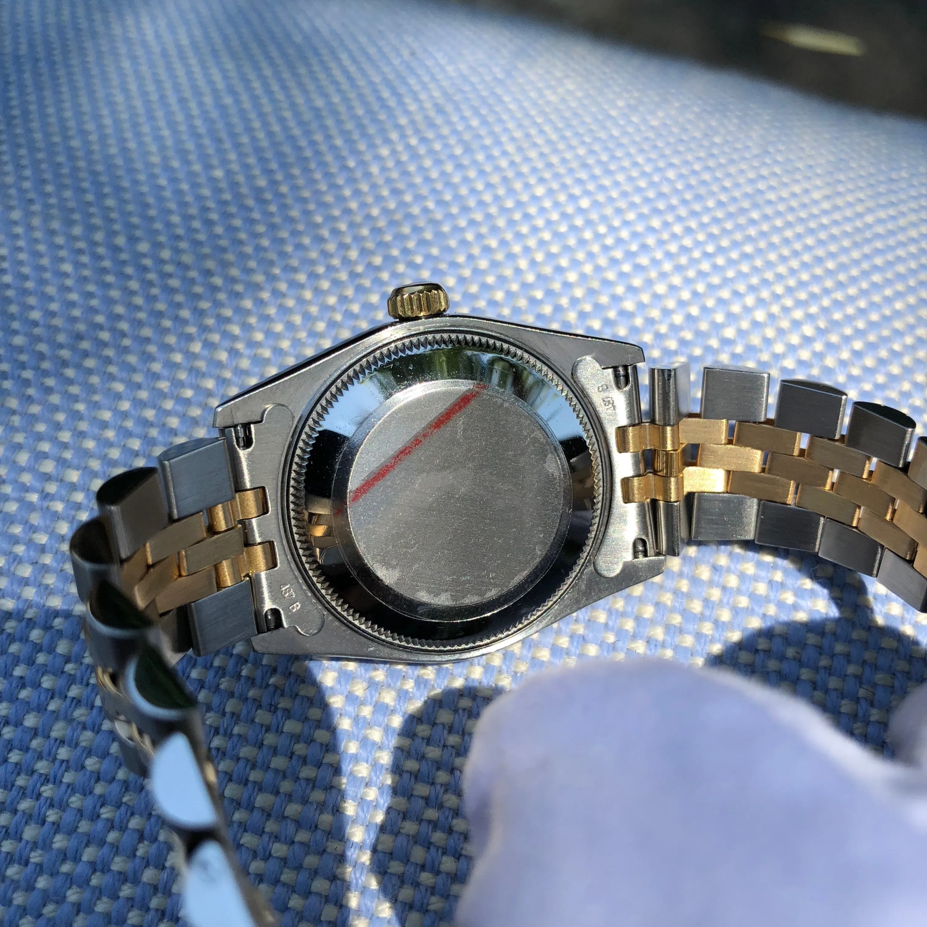 Rolex Datejust 68273 Mid Size Ladies Two Tone Tapestry Champagne Automatic Wristwatch Circa 1995