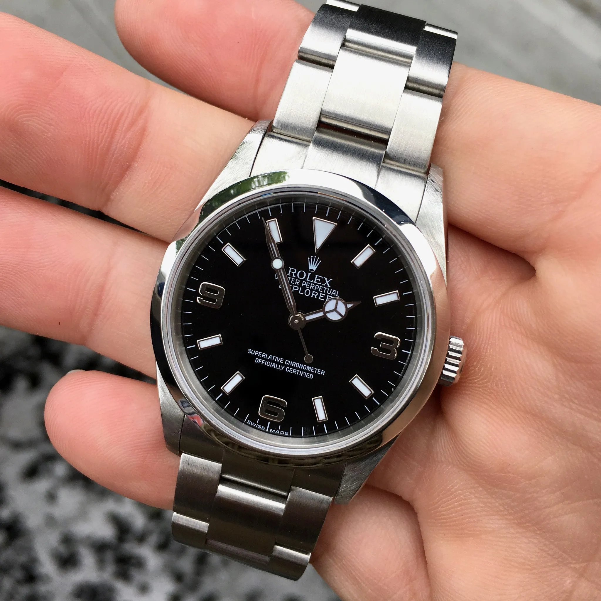 Rolex Explorer 114270 Steel Caliber 3130 "K" 2001 Automatic Black Watch Box Papers