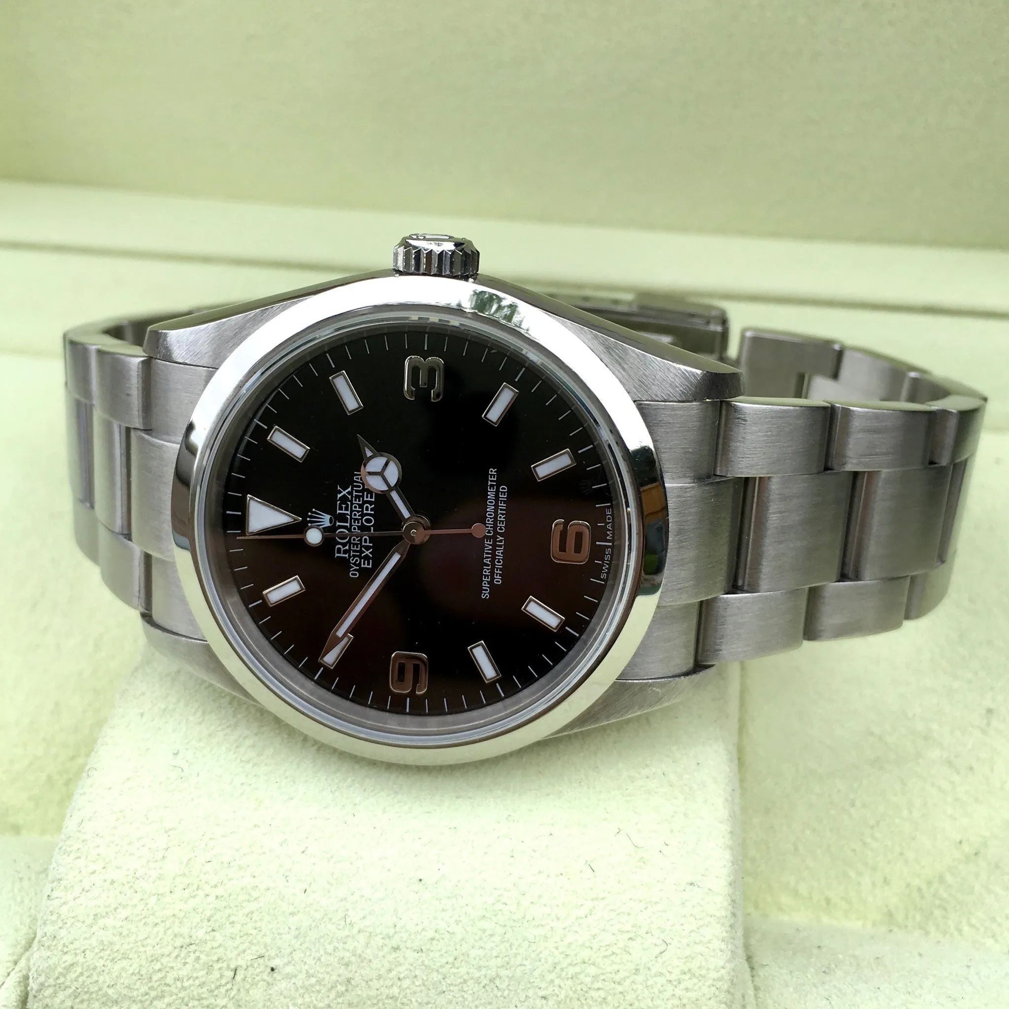 Rolex Explorer 114270 Steel Caliber 3130 "K" 2001 Automatic Black Watch Box Papers