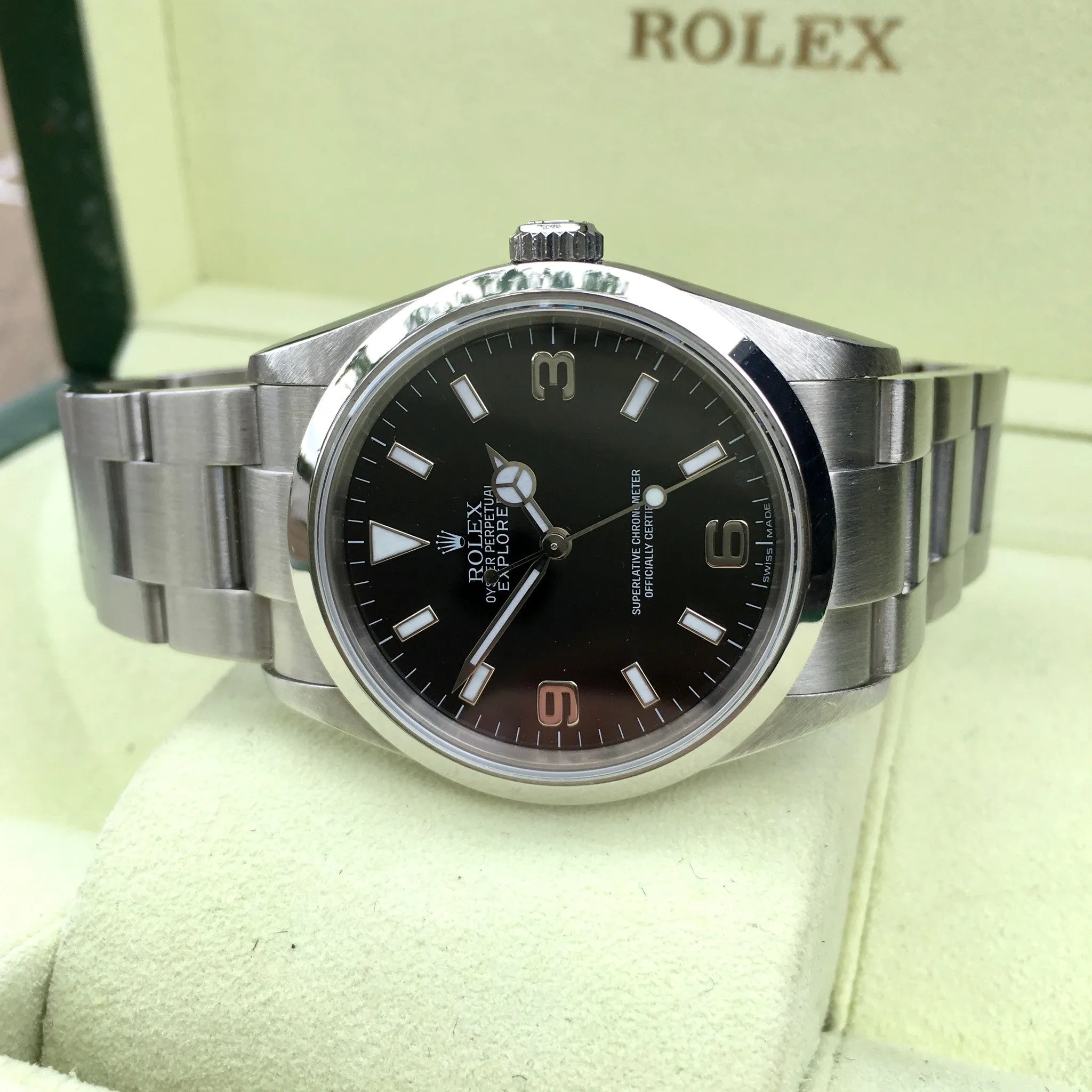Rolex Explorer 114270 Steel Caliber 3130 "K" 2001 Automatic Black Watch Box Papers