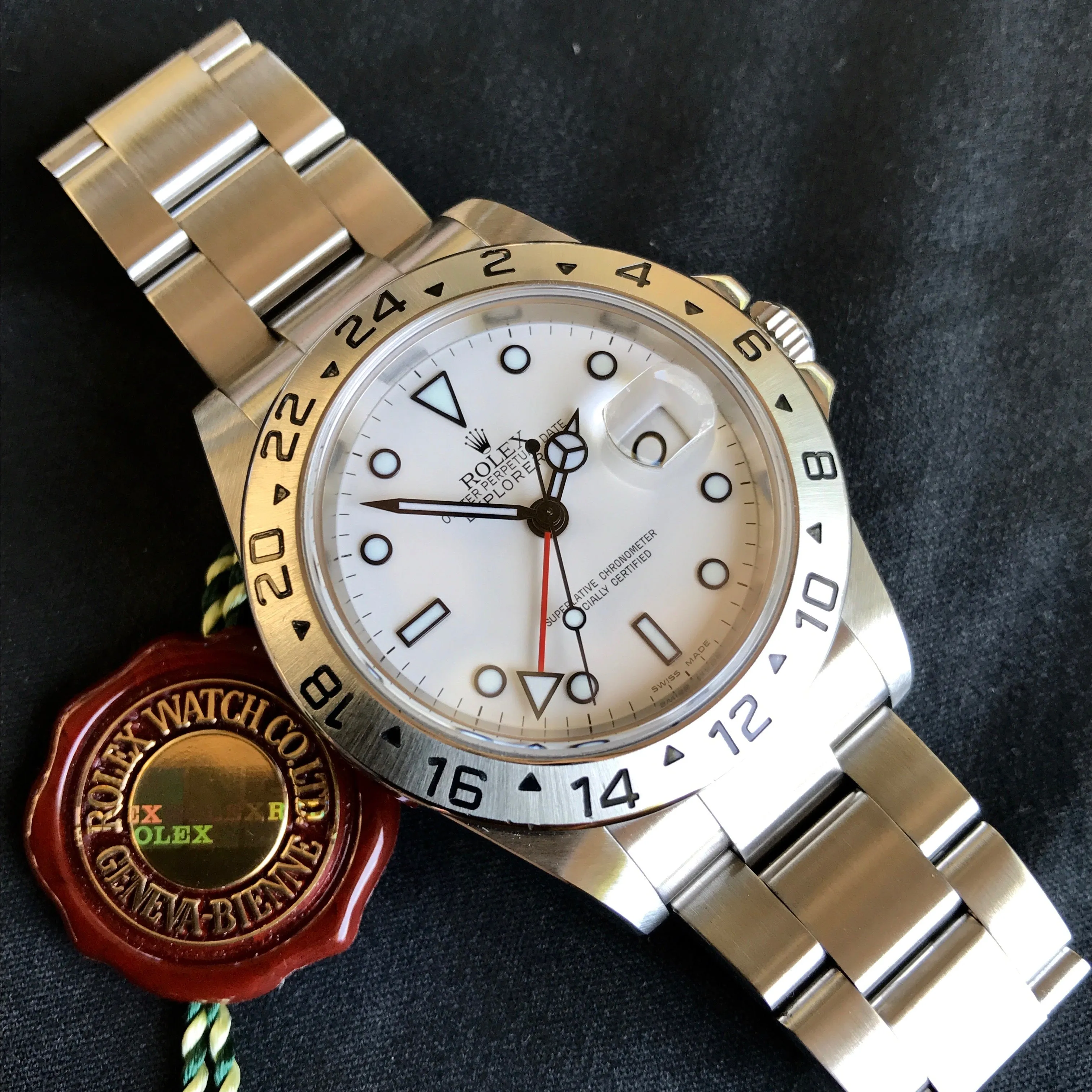 Rolex Explorer II 16570 Stainless Steel GMT Oyster "Z" Serial No Holes Automatic Wristwatch Box & Papers