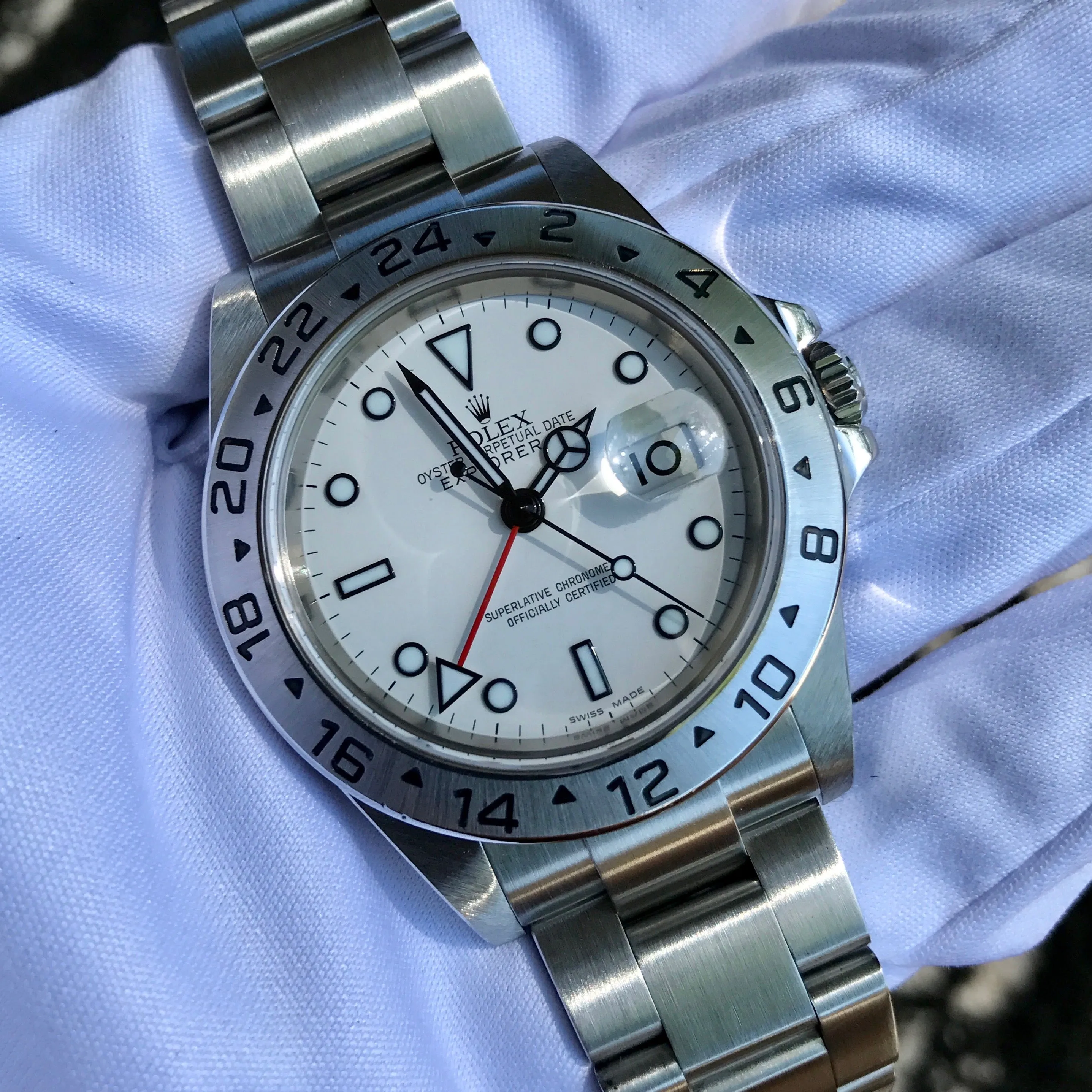 Rolex Explorer II 16570 Stainless Steel GMT Oyster "Z" Serial No Holes Automatic Wristwatch Box & Papers
