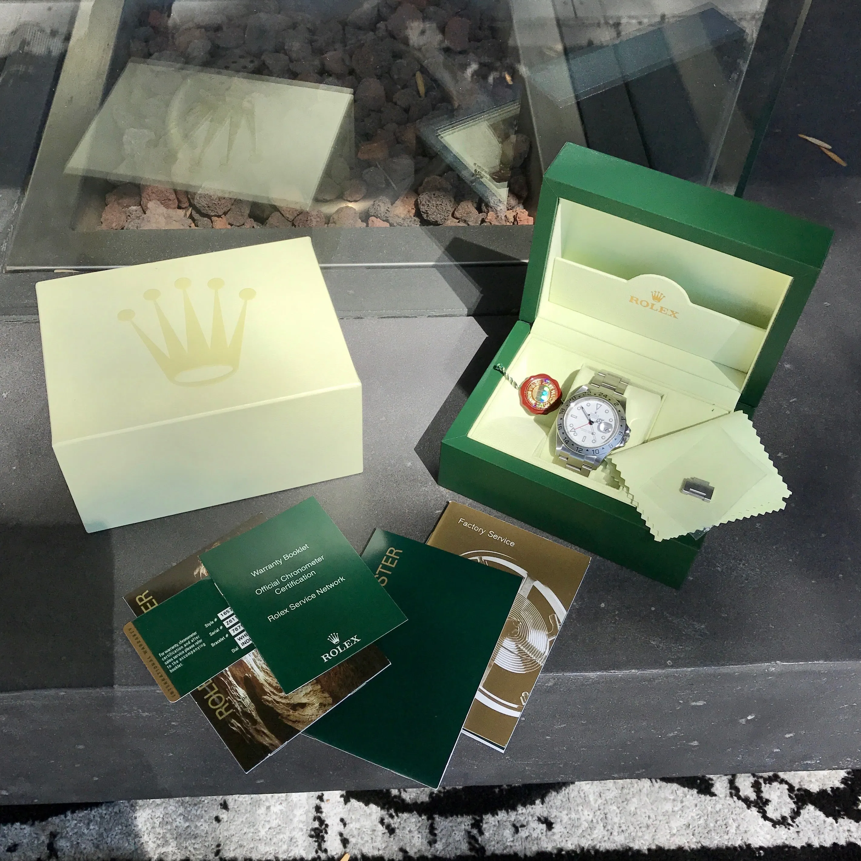 Rolex Explorer II 16570 Stainless Steel GMT Oyster "Z" Serial No Holes Automatic Wristwatch Box & Papers