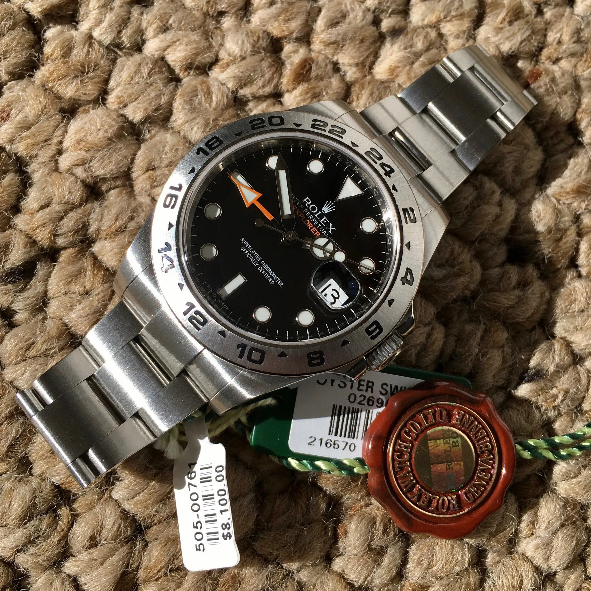 Rolex Explorer II 216570 Steel Black Random Serial Oyster Wristwatch 2014 Box Papers