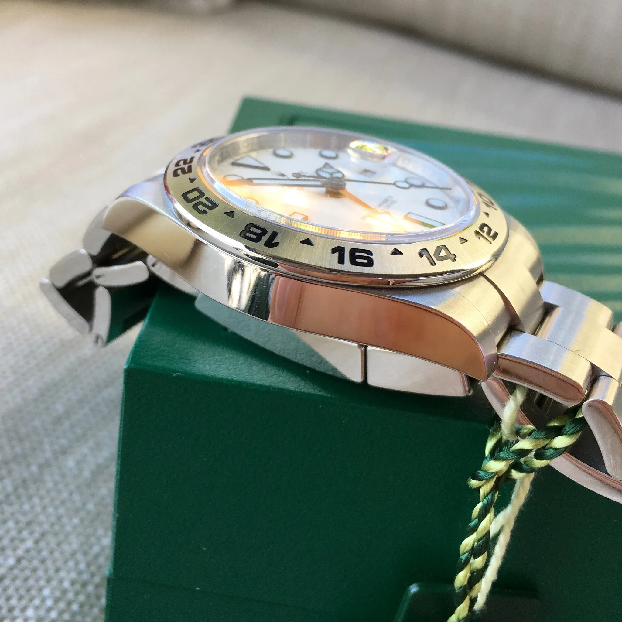 Rolex Explorer II 216570 White Steel GMT Random Serial Oyster Wristwatch 2015 Box Papers