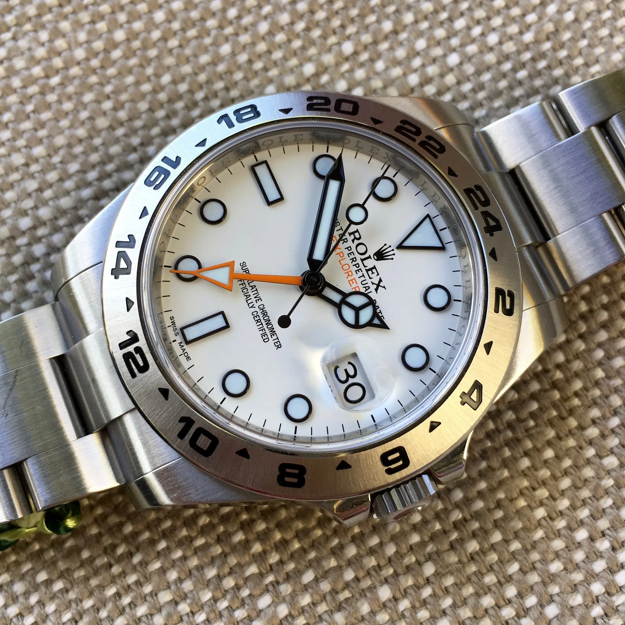 Rolex Explorer II 216570 White Steel GMT Random Serial Oyster Wristwatch 2015 Box Papers