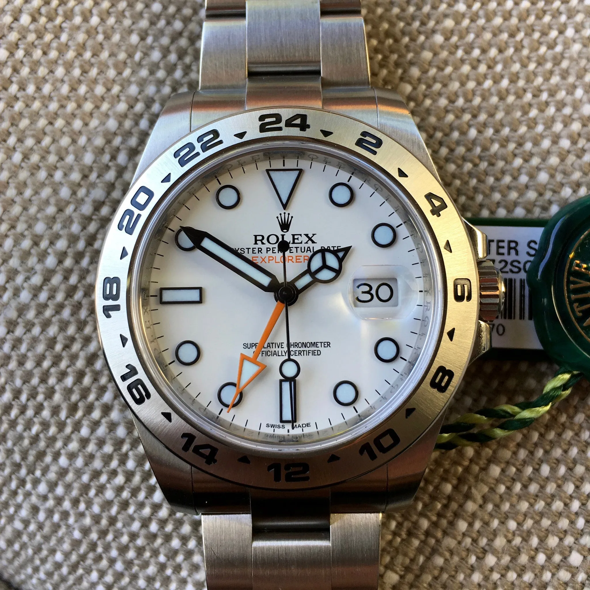 Rolex Explorer II 216570 White Steel GMT Random Serial Oyster Wristwatch 2015 Box Papers