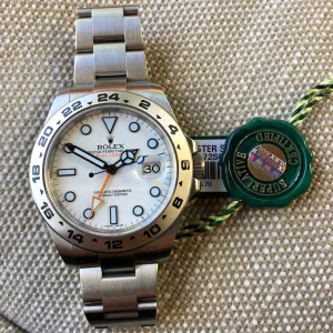 Rolex Explorer II 216570 White Steel GMT Random Serial Oyster Wristwatch 2015 Box Papers