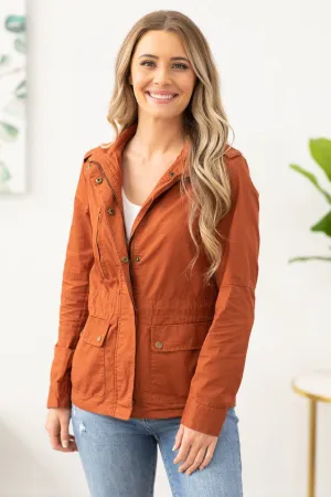 Rust Zipper Chest Pocket Utility Jacket