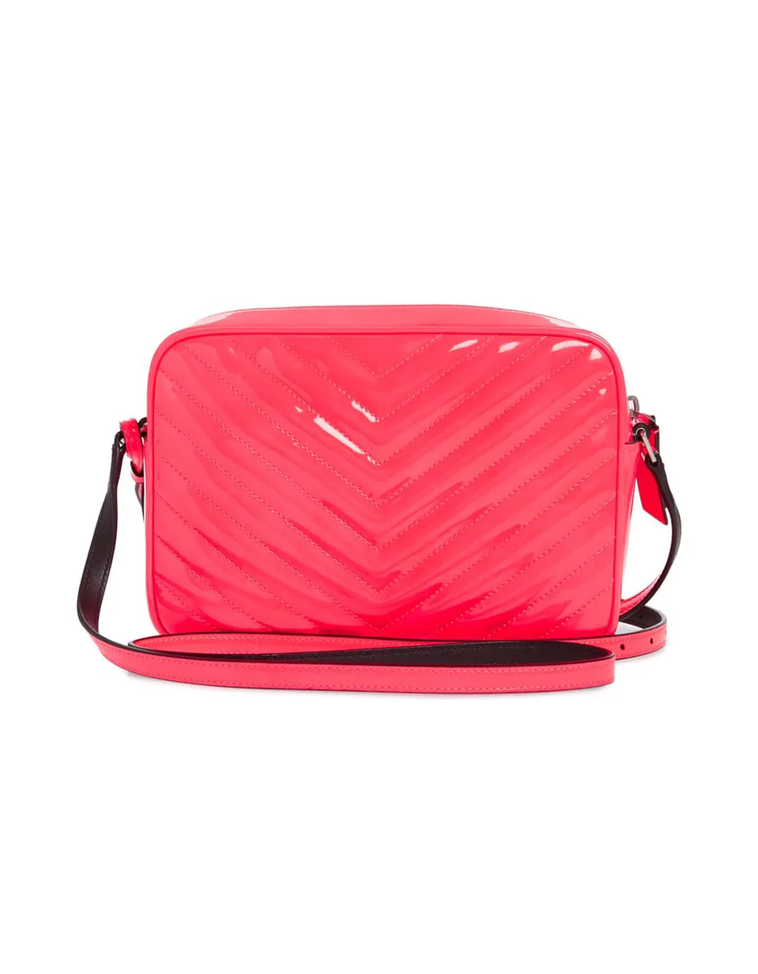 Saint Laurent Neon Pink Matelasse Patent Leather Lou Crossbody Camera Bag