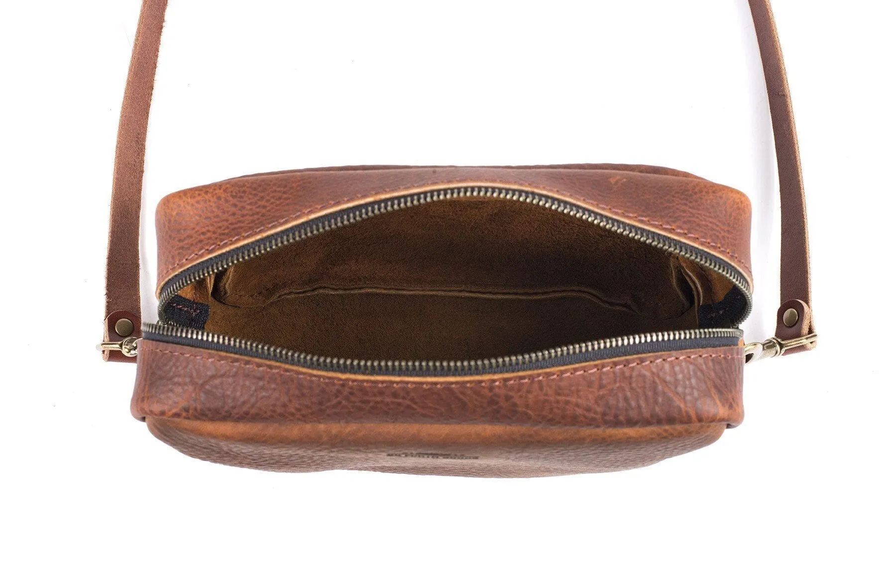 SARAH LEATHER CROSSBODY - TANGERINE BISON