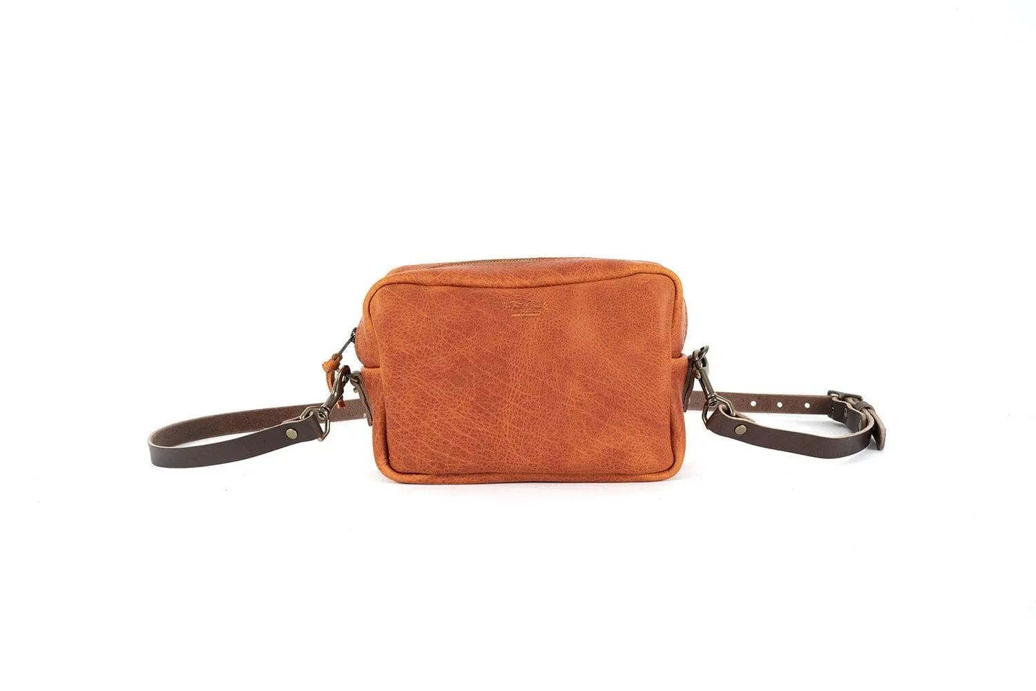 SARAH LEATHER CROSSBODY - TANGERINE BISON