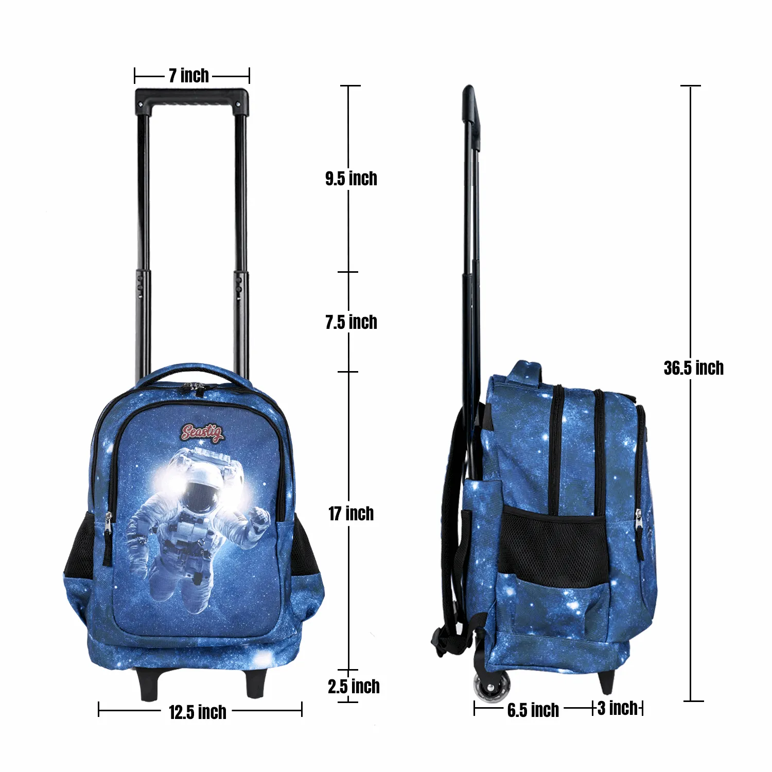 Seastig Blue Cosmonaut 18 inch Rolling Backpack