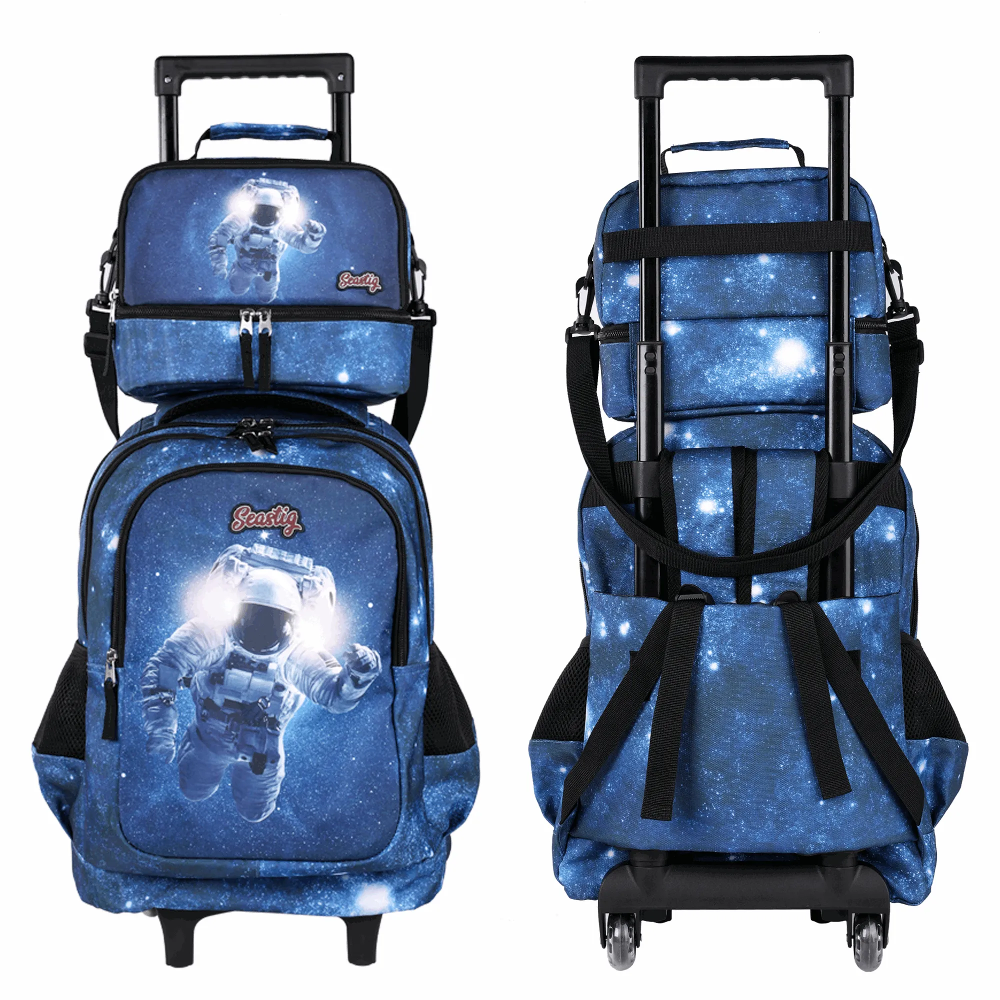 Seastig Blue Cosmonaut 18 inch Rolling Backpack