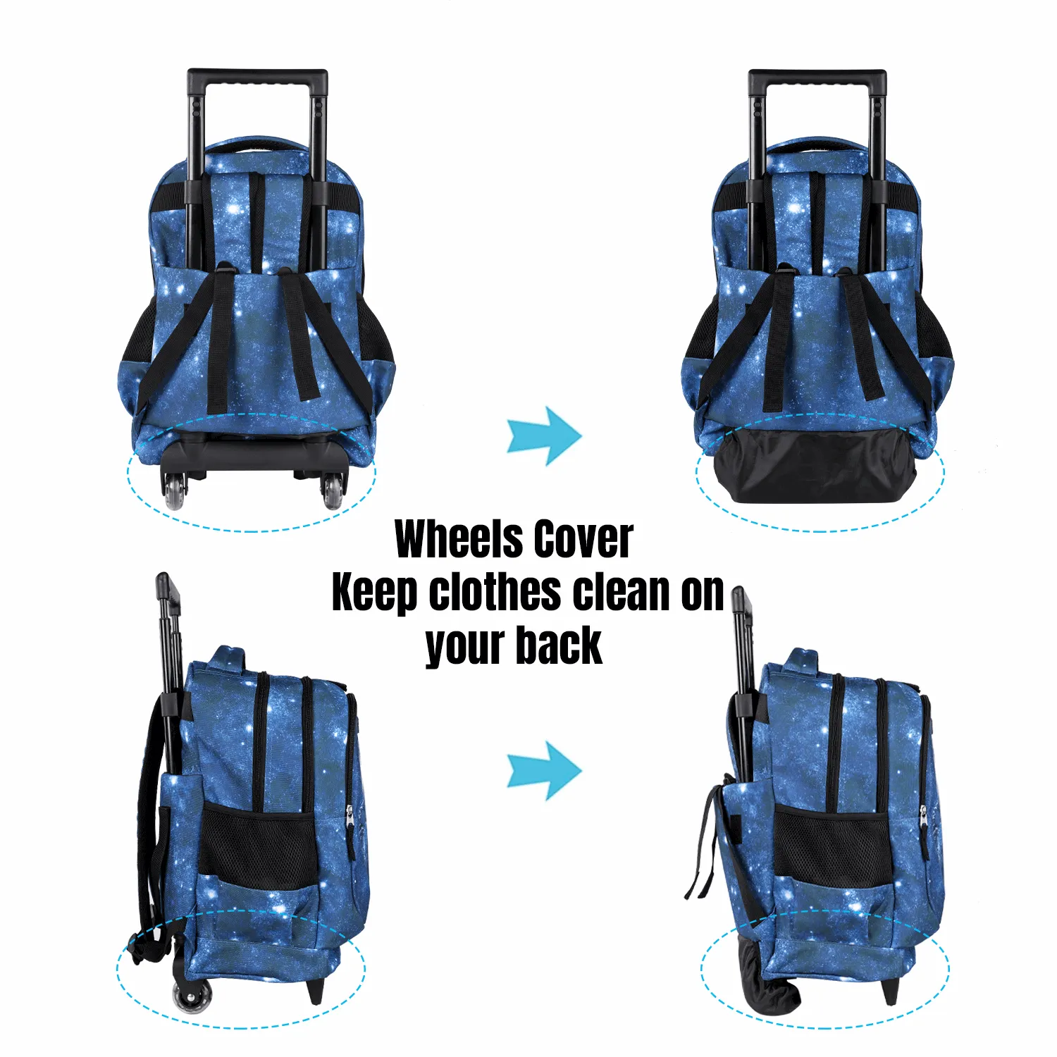 Seastig Blue Cosmonaut 18 inch Rolling Backpack
