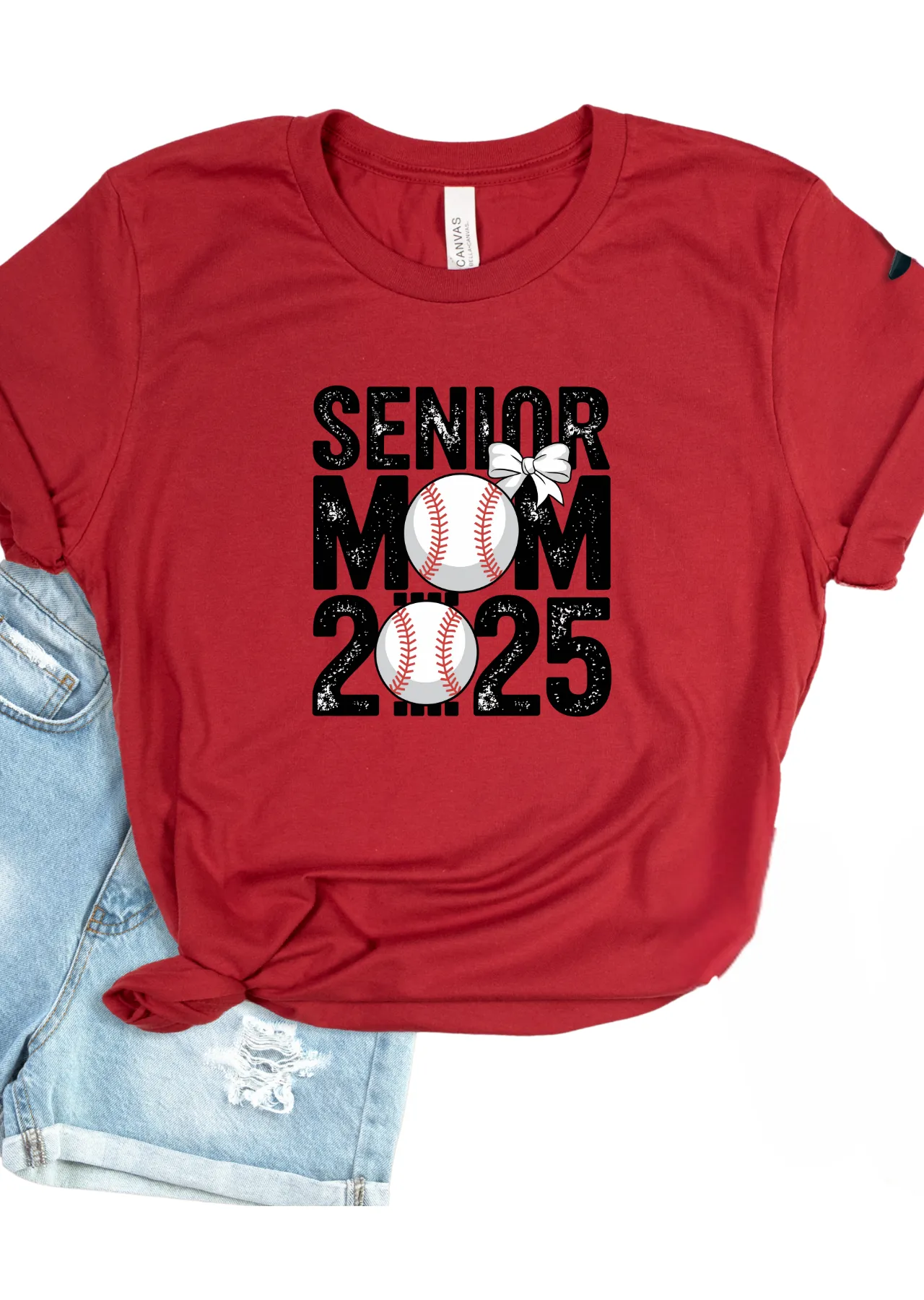 Senior Mom 2025 Baseball Bella Canvas T-Shirt