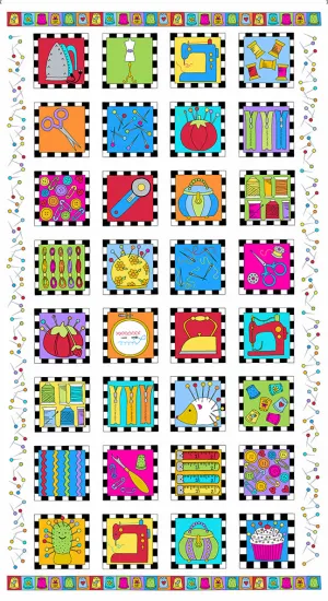 Sew Happy 24" Panel - (1)