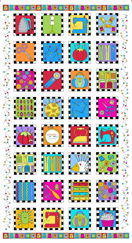 Sew Happy 24" Panel - (1)