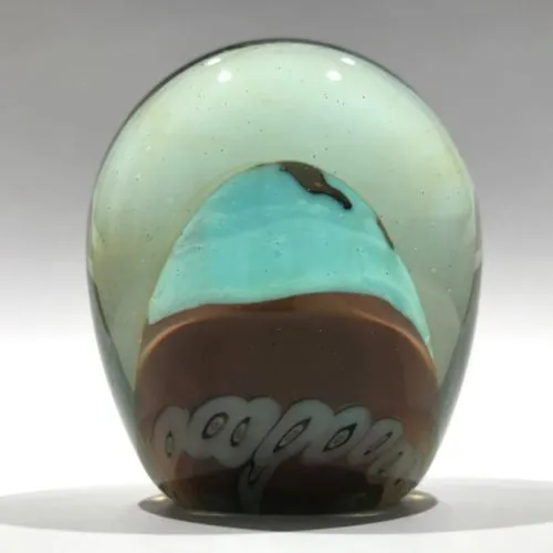 Signed Richard Ritter Art Glass Paperweight Millefiori & Fish Murrine