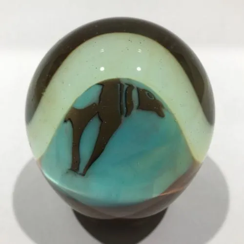 Signed Richard Ritter Art Glass Paperweight Millefiori & Fish Murrine