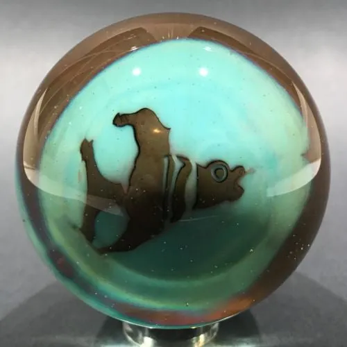 Signed Richard Ritter Art Glass Paperweight Millefiori & Fish Murrine