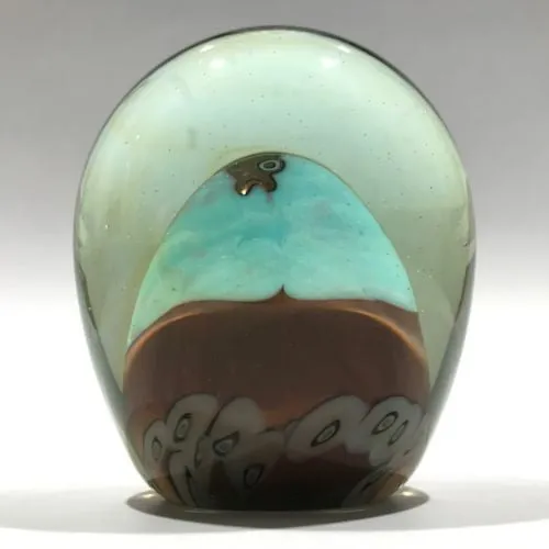 Signed Richard Ritter Art Glass Paperweight Millefiori & Fish Murrine
