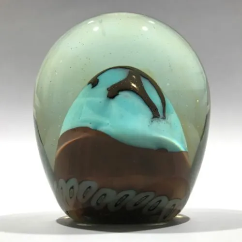 Signed Richard Ritter Art Glass Paperweight Millefiori & Fish Murrine