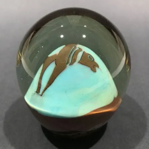 Signed Richard Ritter Art Glass Paperweight Millefiori & Fish Murrine